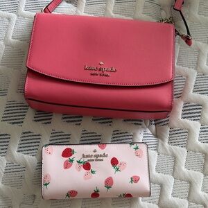 Kate Spade Vibrant Pink Crossbody Bag and Wallet Bundle
